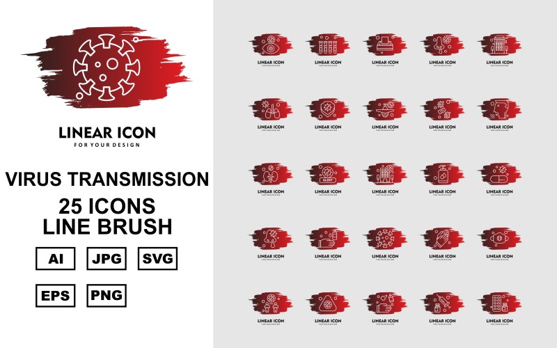 25 Premium Virus Transmission Line Brush Iconset Icon Set