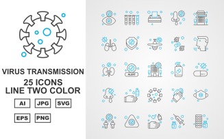 25 Premium Virus Transmission Line Two Color Iconset