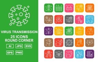 25 Premium Virus Transmission Round Corner Iconset
