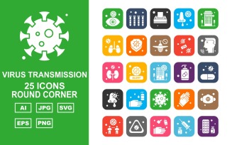 25 Premium Virus Transmission Round Corner Iconset
