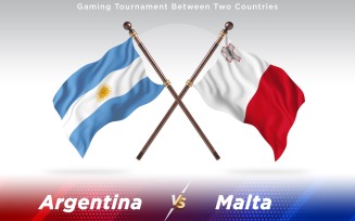 Argentina versus Malta Two Countries Flags - Illustration