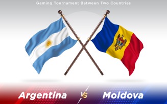 Argentina versus Moldova Two Countries Flags - Illustration