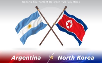 Argentina versus North Korea Two Countries Flags - Illustration