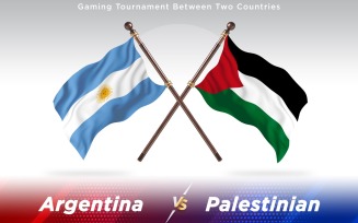 Argentina versus Palestinian Two Countries Flags - Illustration