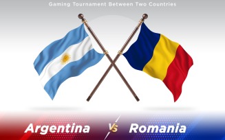 Argentina versus Romania Two Countries Flags - Illustration