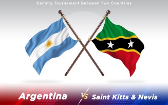 Argentina versus Saint Kitts & Nevis Two Countries Flags - Illustration