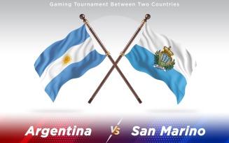 Argentina versus San Marino Two Countries Flags - Illustration