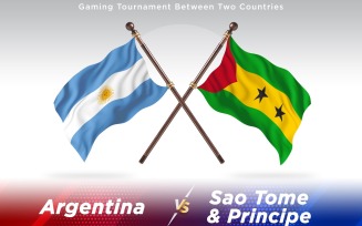 Argentina versus Sao Tome & Principe Two Countries Flags - Illustration