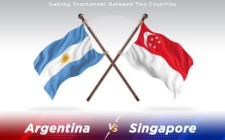 Argentina versus Singapore Two Countries Flags - Illustration