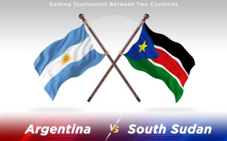Argentina versus South Sudan Two Countries Flags - Illustration