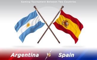 Argentina versus Spain Two Countries Flags - Illustration