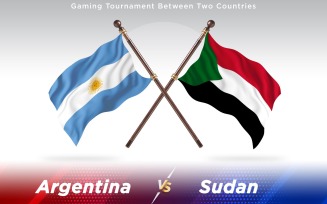 Argentina versus Sudan Two Countries Flags - Illustration