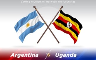 Argentina versus Uganda Two Countries Flags - Illustration