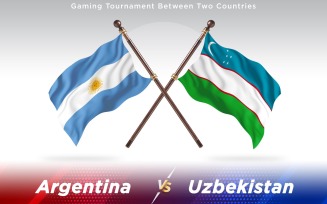 Argentina versus Uzbekistan Two Countries Flags - Illustration
