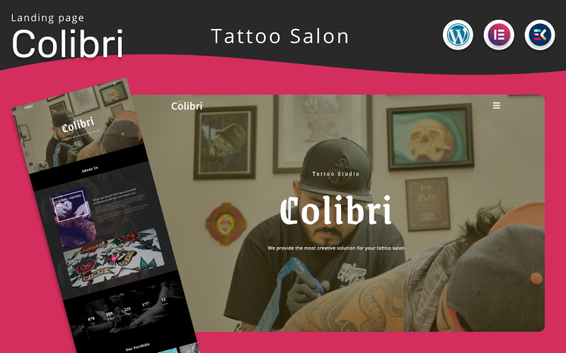 Colibri - Tattoo Salon Landing page Elementor WordPress Theme