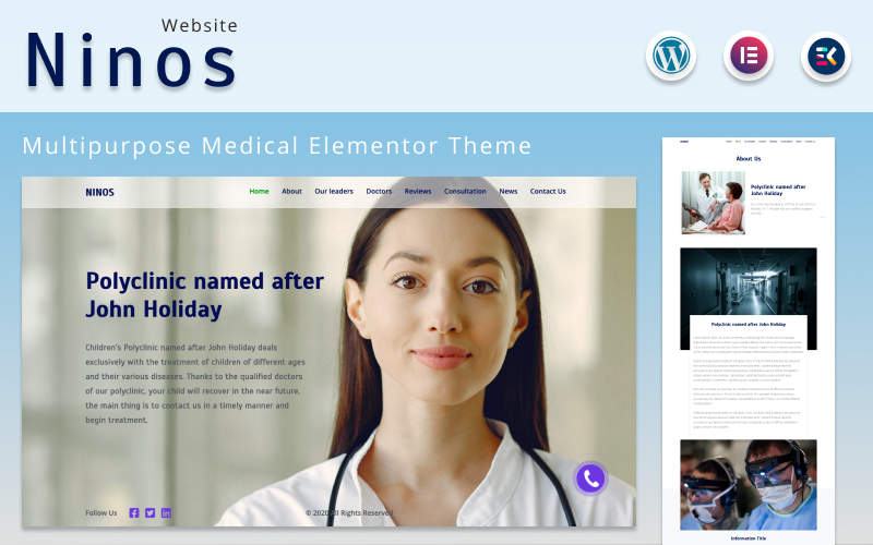Ninos - Multipurpose Medical Website with Blog Elementor WordPress Theme