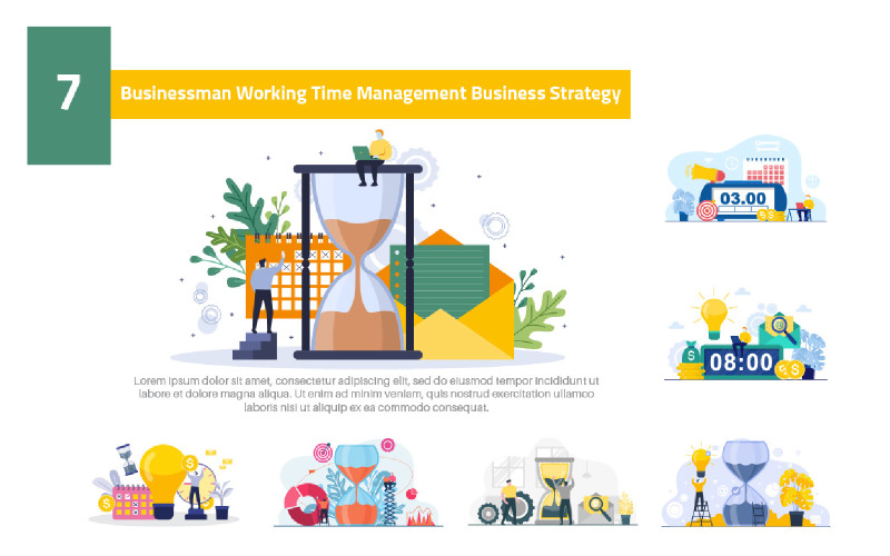 7 Businessman Working Time Management - Illustration