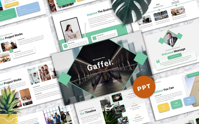 Gaffei - Company Profile PowerPoint template PowerPoint Template