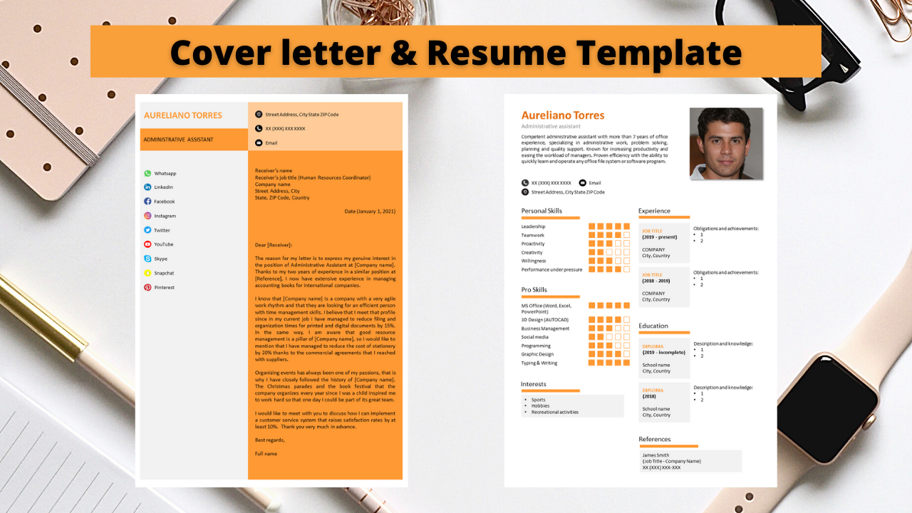 Professional  No 02 - Simple Orange Resume Template