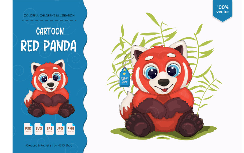 Big Cartoon Red Panda - Vector Image Vector Graphic