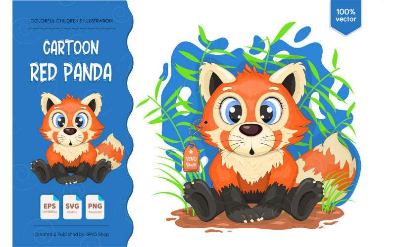 Cute Cartoon Red Panda - Vector Image Vector Graphic