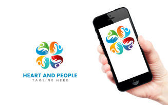 People Hand and Heart Logo Template