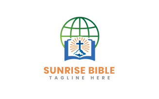 Sunrise and Bible Logo Template