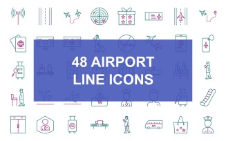48 Airport Line Two Color Icon set