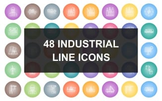 48 Industrial Process Line Round Gradient Iconset