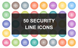 50 Security Line Round Gradient Iconset