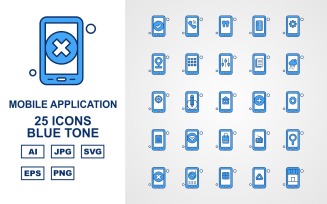 25 Premium Mobile Application Blue Tone Icon Pack Iconset