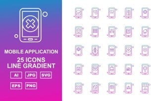25 Premium Mobile Application Line Gradient Icon Pack