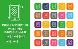 25 Premium Mobile Application Round Corner Icon Pack