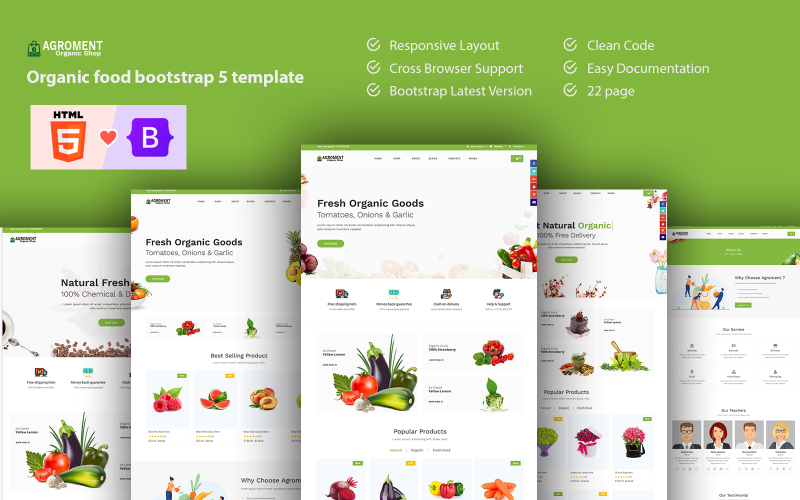 Agroment – Organic Food Bootstrap 5 Template Website Template