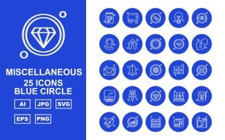 25 Premium Miscellaneous Blue Circle Icon Pack