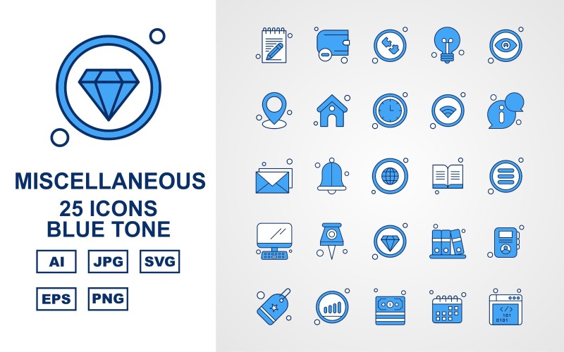 25 Premium Miscellaneous Blue Tone Icon Pack Icon Set