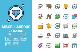 25 Premium Miscellaneous Line Filled Icon Pack