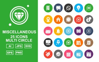 25 Premium Miscellaneous Multi Circle Icon Pack