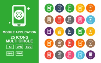 25 Premium Mobile Application Multi Circle Icon Pack