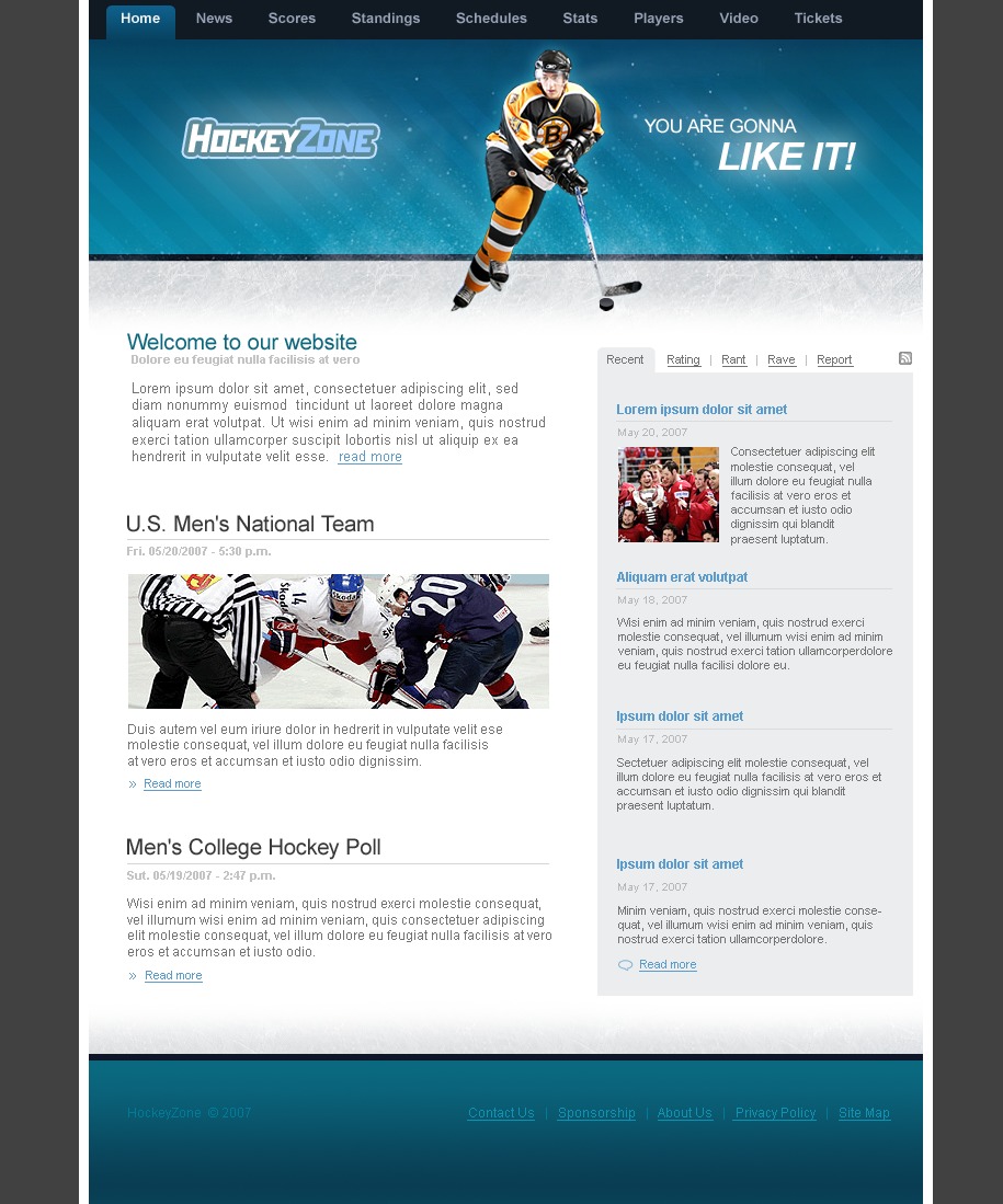 Hockey Website Template #16517 Hockey Website Template #16517