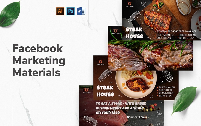 Steak House Facebook Cover and Post Social Media