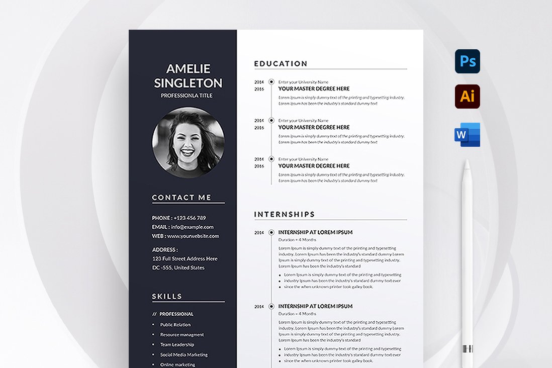 Template #165113 Page Resume Webdesign Template - Logo template Preview
