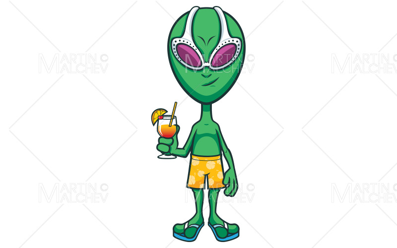 Alien Summer Vacation Illustration