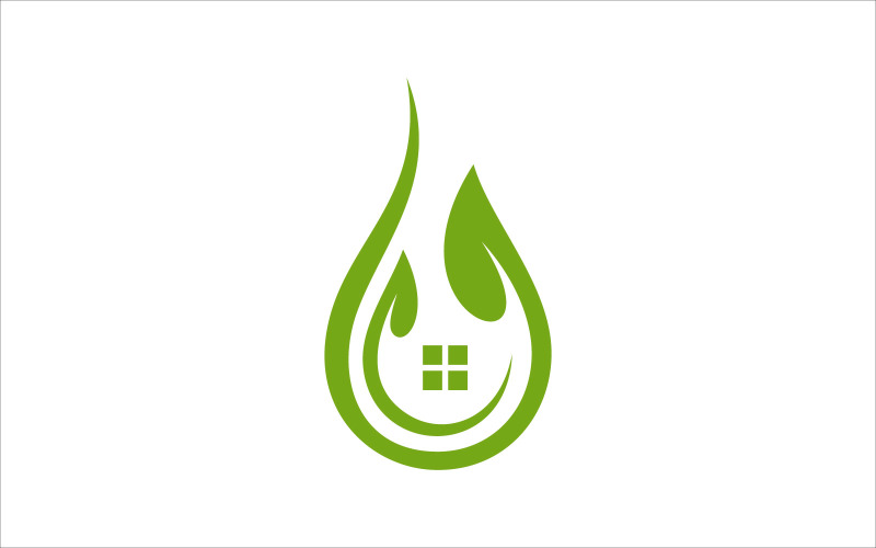 Leaf House Water Drop Vector Logo Design Template Logo Template