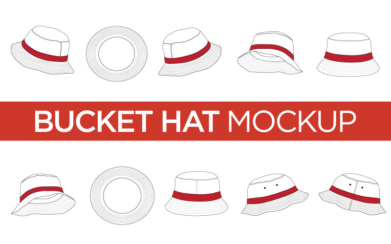 Bucket Hats - Vector Template Mockup Product Mockup