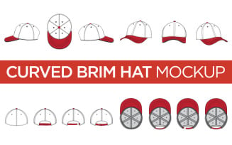 Curved Brim Hats - Vector Mockup