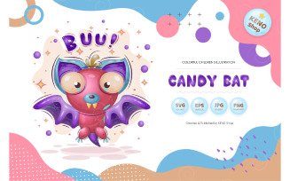 Cute Candy Bat - Vector Image