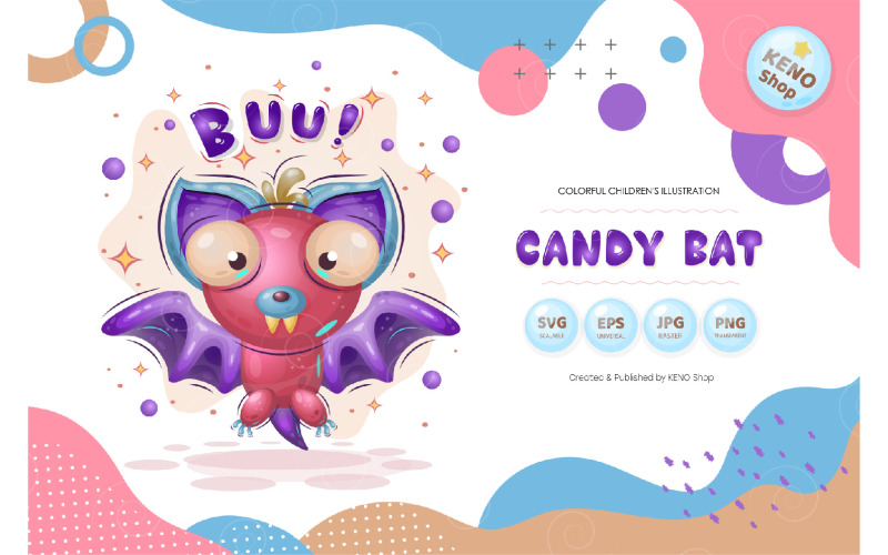 Cute Candy Bat - Vector Image Vector Graphic