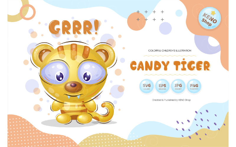 Cute Candy Tiger - Vector Image Vector Graphic