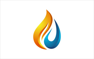 Flame Water Drop Vector Logo Design Illustrator